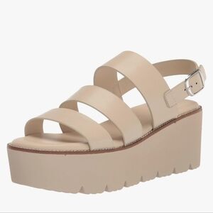 Women's DIRTY LAUNDRY Pendulum Cream Platform Wedge Sandals SZ 9.5 NEW
